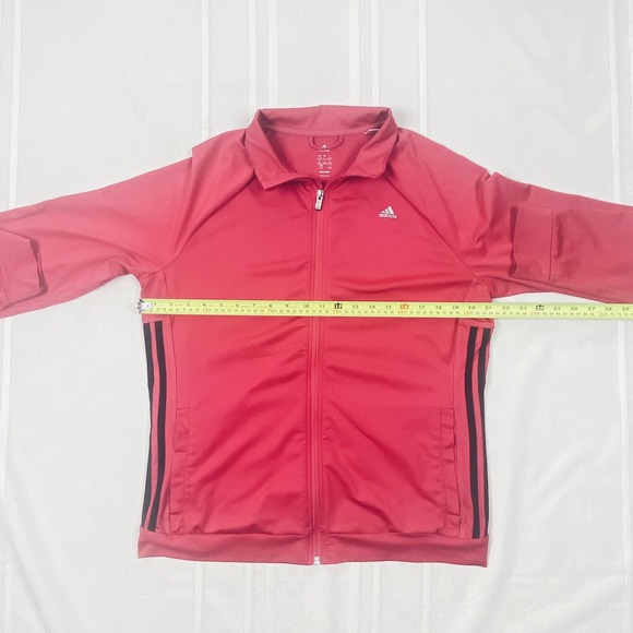 Adidas Pink Track Jacket Womens Large Climalite Full Zip 3 Stripe Activewear - Picture 13 of 15